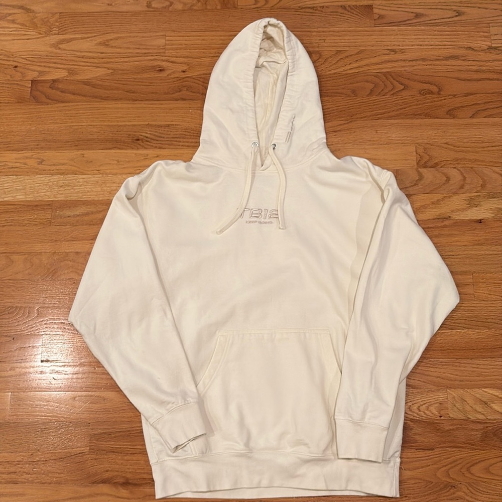 TB12 Brand Men's Cotton Hoodie in Cream Sz L